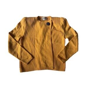 Vintage 80s/90s  St John Marie Gray YELLOW/GOLD  Knit Cardigan Sz 8
